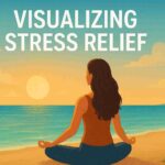 Visualizing stress relief concept showing calming mind techniques, peaceful scenery, and mindfulness illustration for mental relaxation.